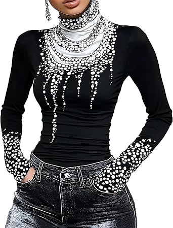 Turtle Necks Tops for Women Slim Fit Long Sleeve Shirts Trendy Outfits