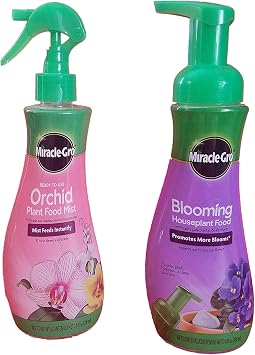 Miracle-Gro Blooming Houseplant Food, 8 oz & Miracle-Gro Orchid Plant Food Mist Orchid Fertilizer 8 oz. 2 fertilizers