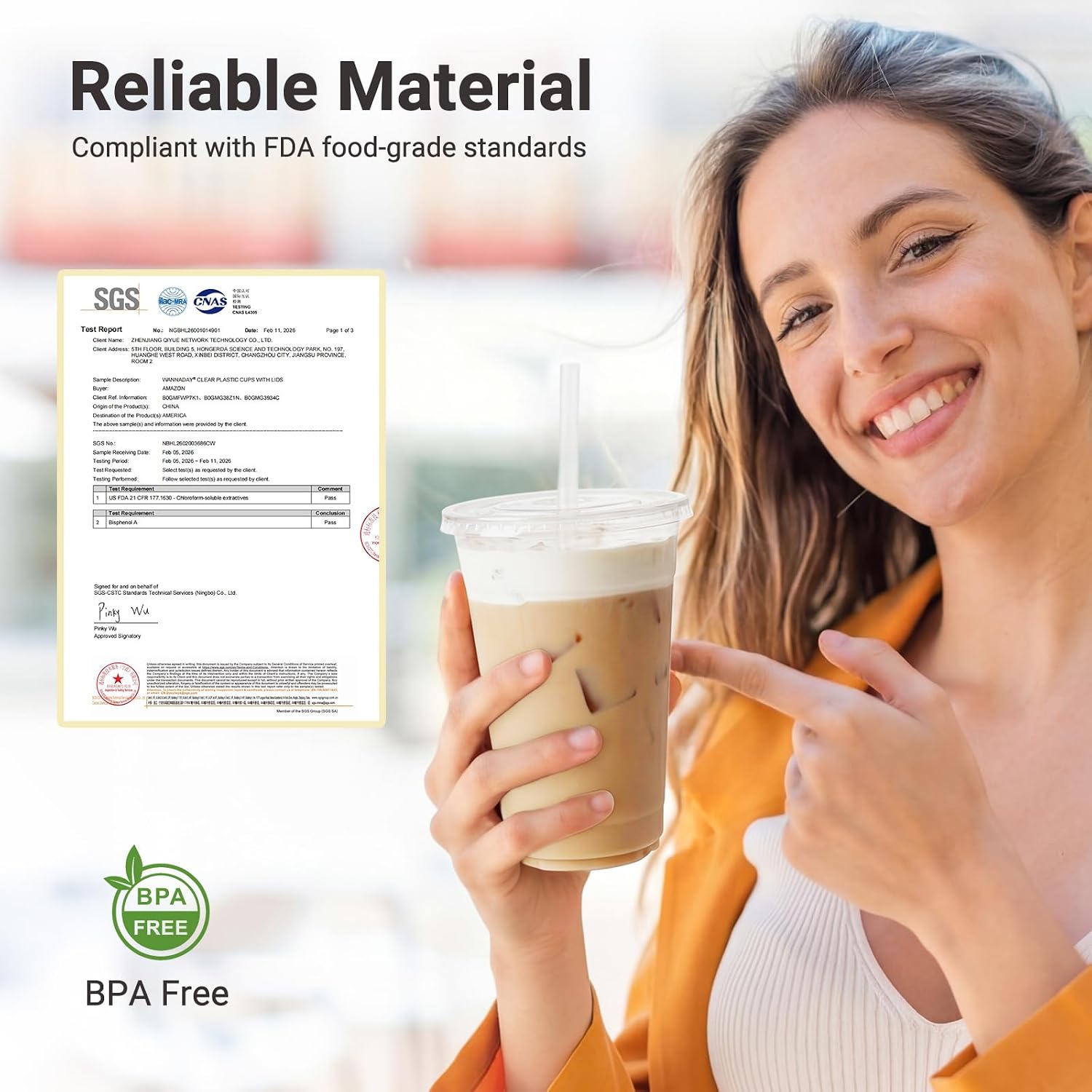 100 Pack 20 oz Clear Plastic Cups with Lids and Straws image 4