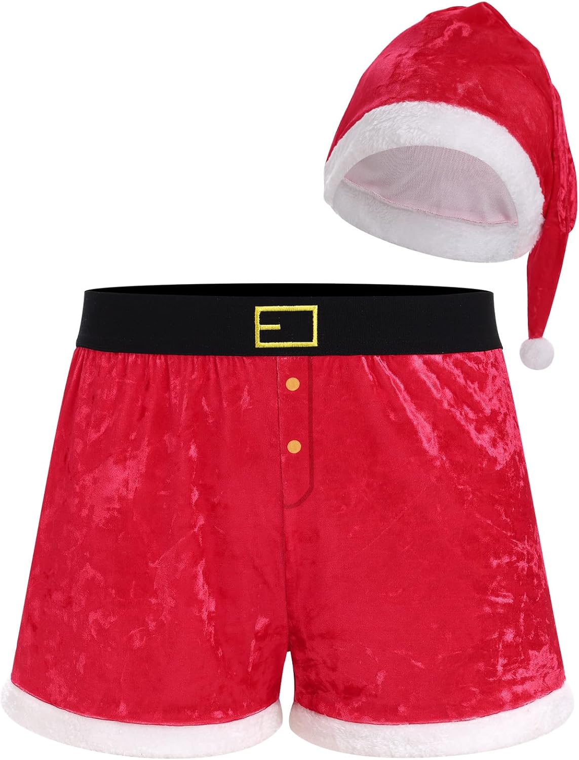 ABAFIP Men's Christmas Boxer Shorts Santa Hat Holiday Outfits Briefs Underwear 2Pcs Lingerie set