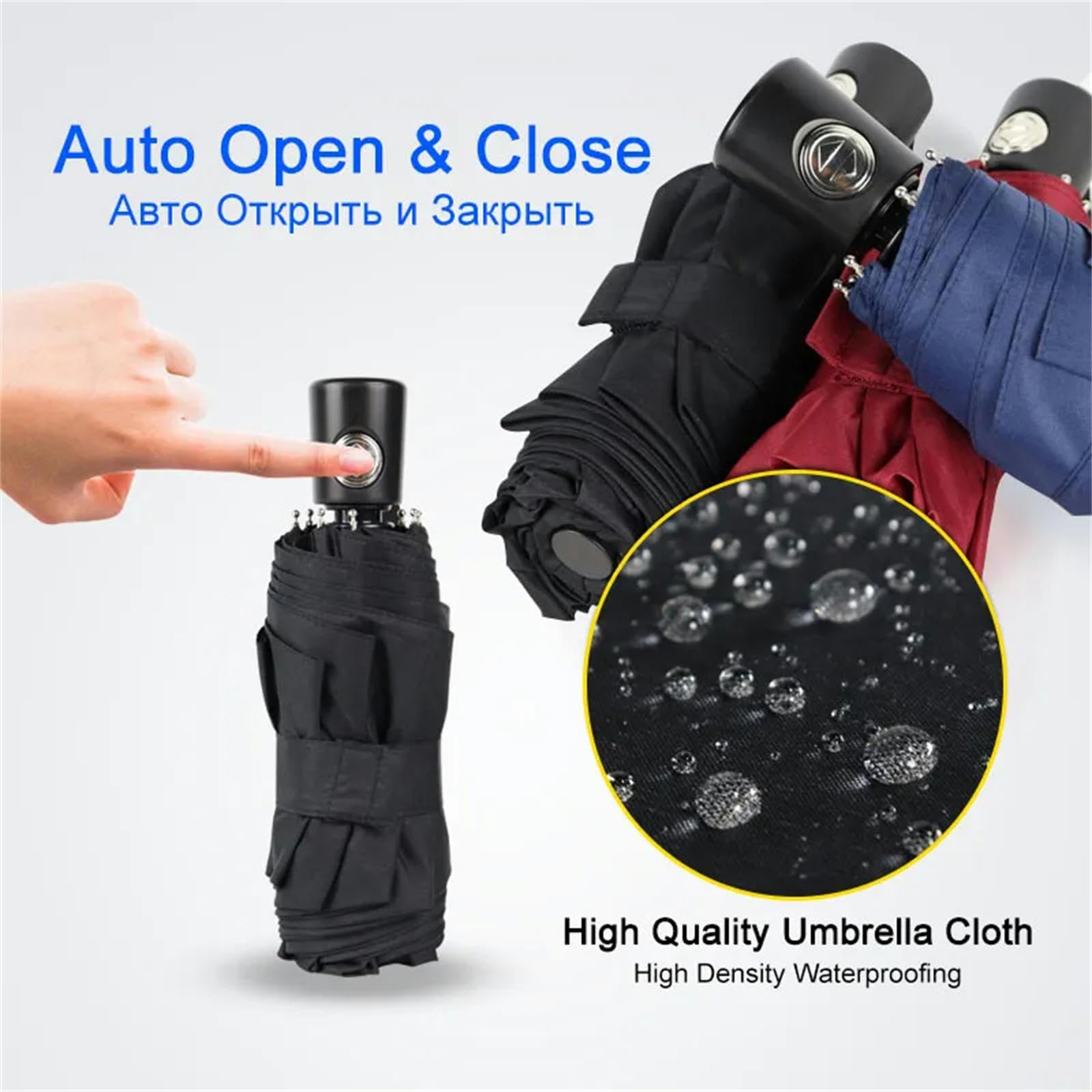 MdybF Ombrello Mini Ombrello Tascabile Automatico Piccolo Viaggio Ombrello Parasol Outdoor Portatile-Nero