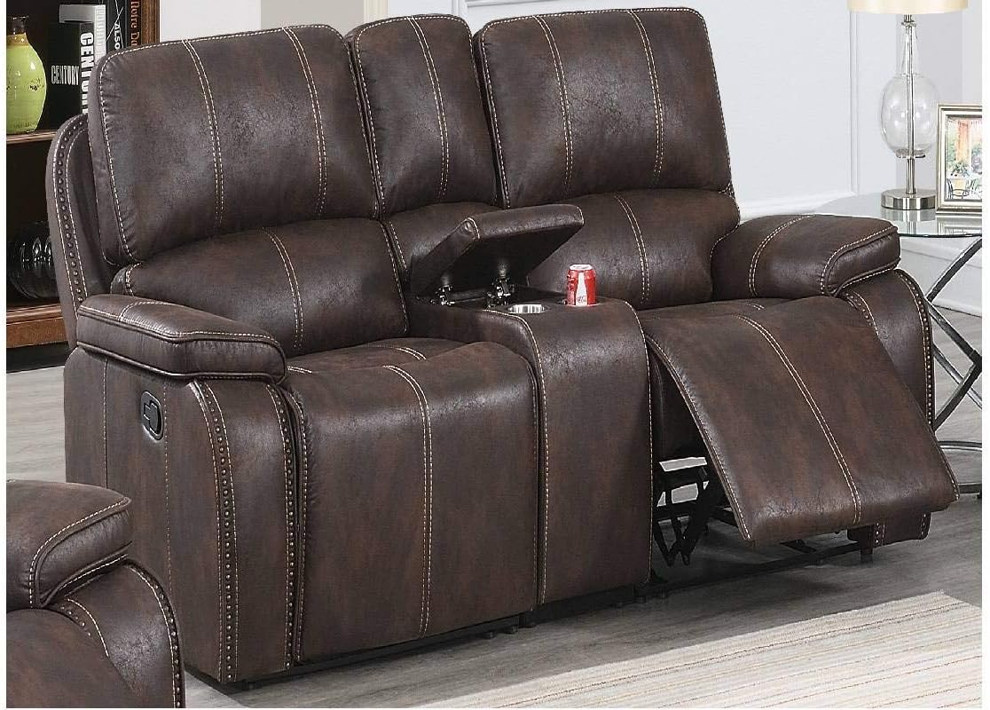 Marseilles 3 Pieces Reclining Sofa Set in Chocolate Leather-Like Fabric