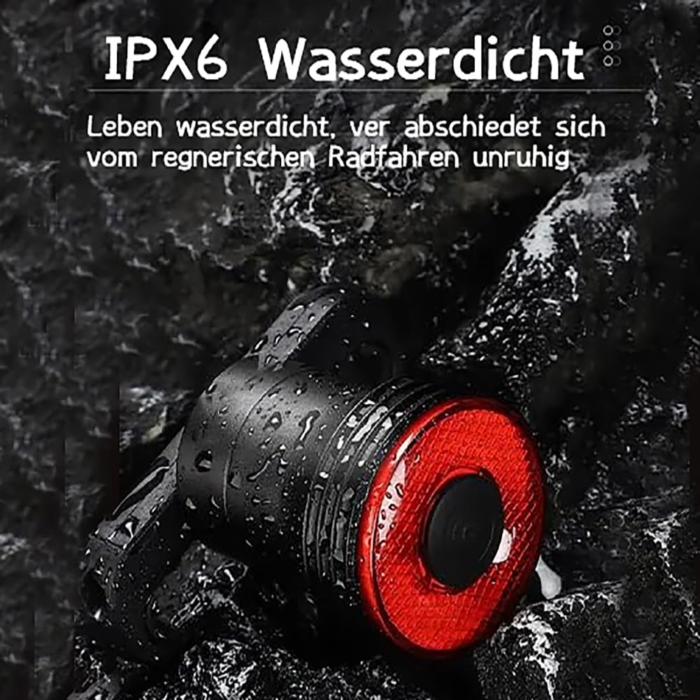 Fahrrad Smart Rücklicht | Auto ON/Off Led Fahrrad Rücklicht USB-C Aufladbar Batterie | Fahrradlicht Hinten IPX6 Wasserdicht für Rennrad, MTB, E-Bike (2025 EU-Patente)