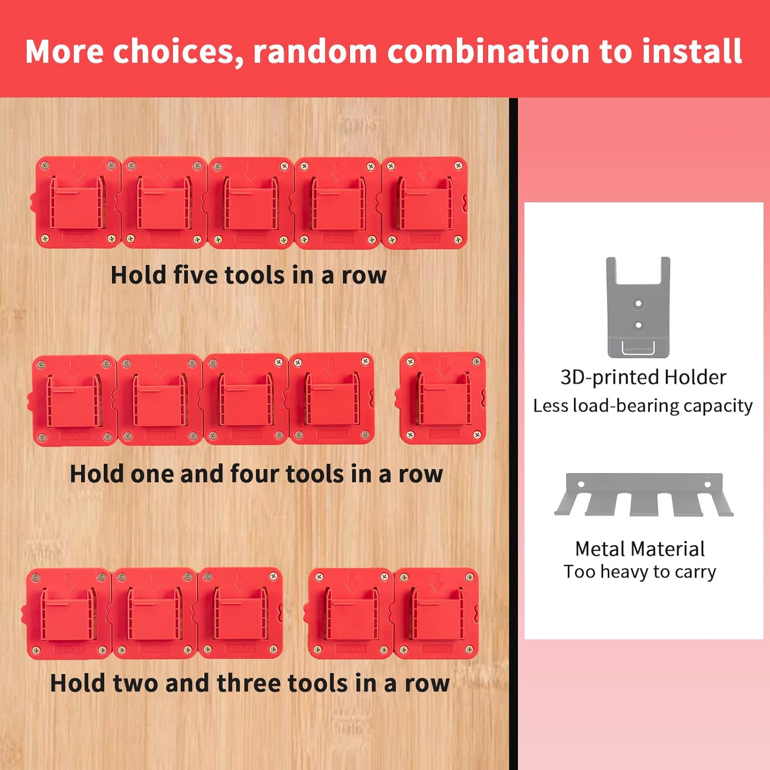 Tool Drill Mount Holder Compatible for Craftsman 20V Li-ion Drills, Heavy Duty ABS Tools Wall Dock Hanger for Garage, Workshop, Work Truck, 20 Screws, 5 Packs (No Tool)
