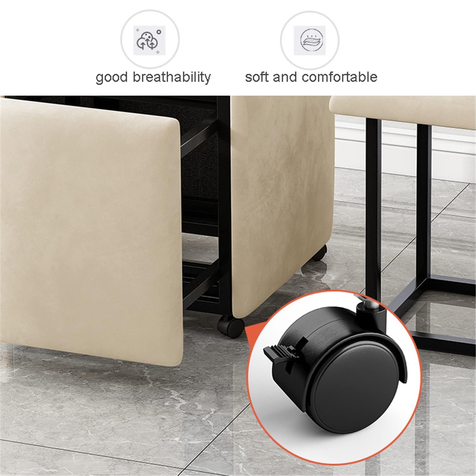Sgabello cubo girevole con ruote, sedia impilabile per soggiorno, camera da letto, sala da pranzo