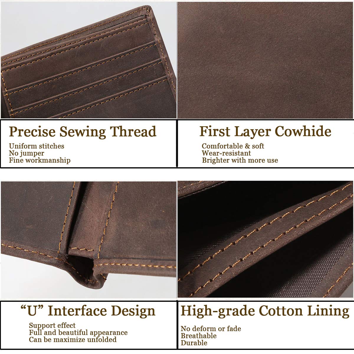 Eurynome Personalized Wallets For Men, Genuine Leather RFID Bifold Wallets Mens Gifts