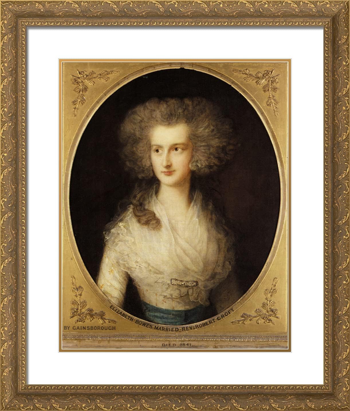 ArtDirect Gainsborough, Thomas 20x23 Gold Ornate Framed Art Print with Double Matting Titled: Portrait of Elizabeth Bowes