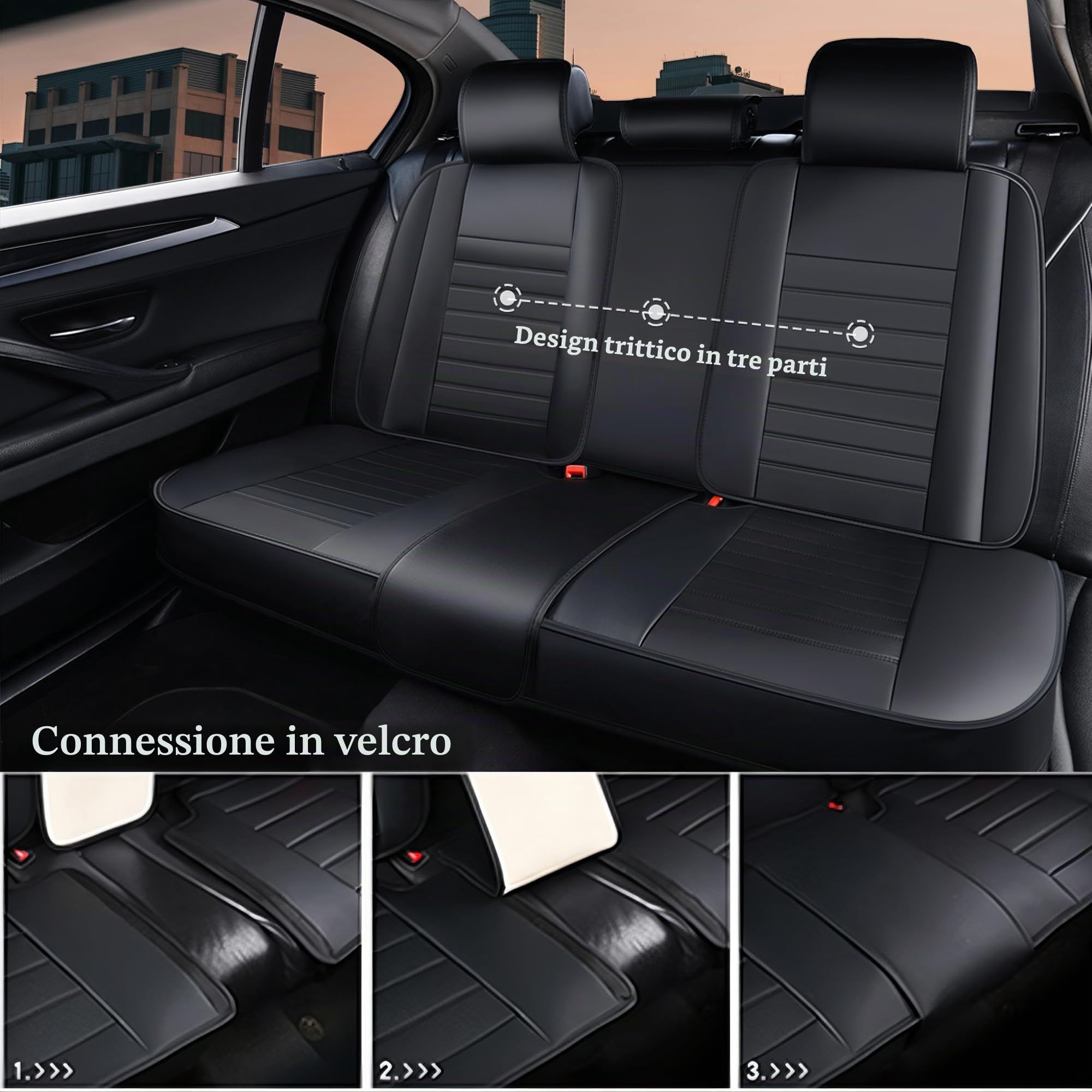 Set di 5 coprisedili universali per auto per MG ZS MG5 MG6, in ecopelle, traspirante e impermeabile e antigraffio, colore: nero
