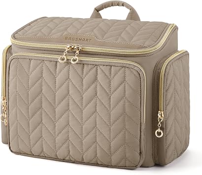 BAGSMART Large Toiletry Makeup Bag, Vanity Case, Wide Opening, Wet Pocket