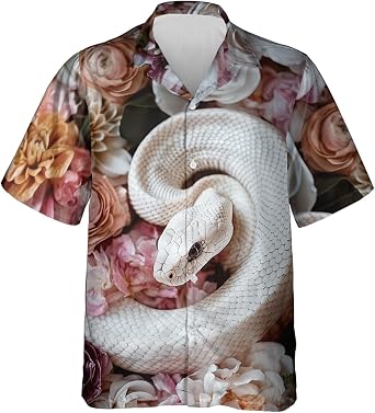 Snake Year Hawaiian Shirts for Men - New Year Button Down Mens Hawaiian Shirts Short Sleeve S 92