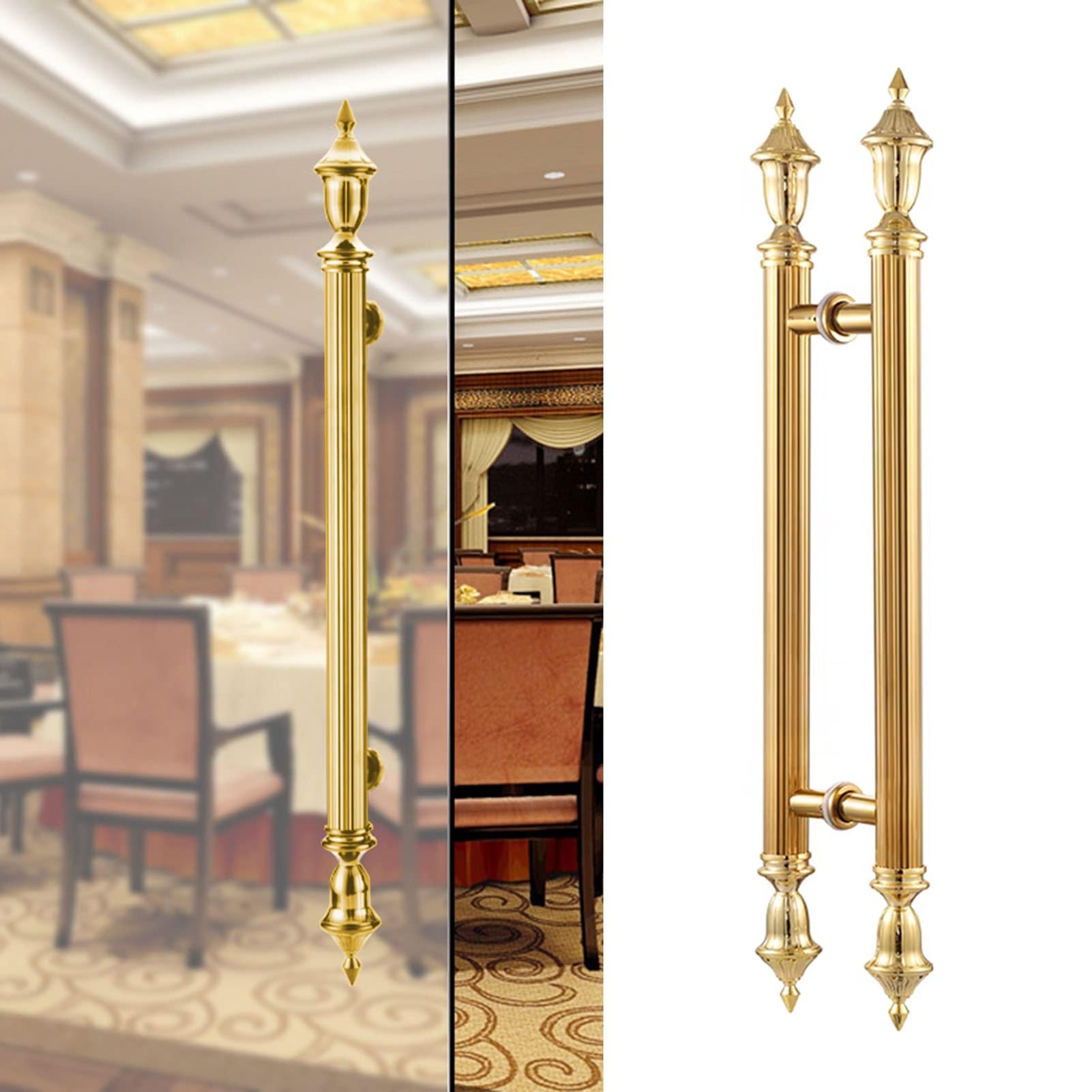 MXXQRHF Antique Gold Double-Sided Pull Handle for Sliding Glass Doors, 100cm (39 3/8") - Elegant Wood Door Handles for Home, Office, Store & Meeting Halls
