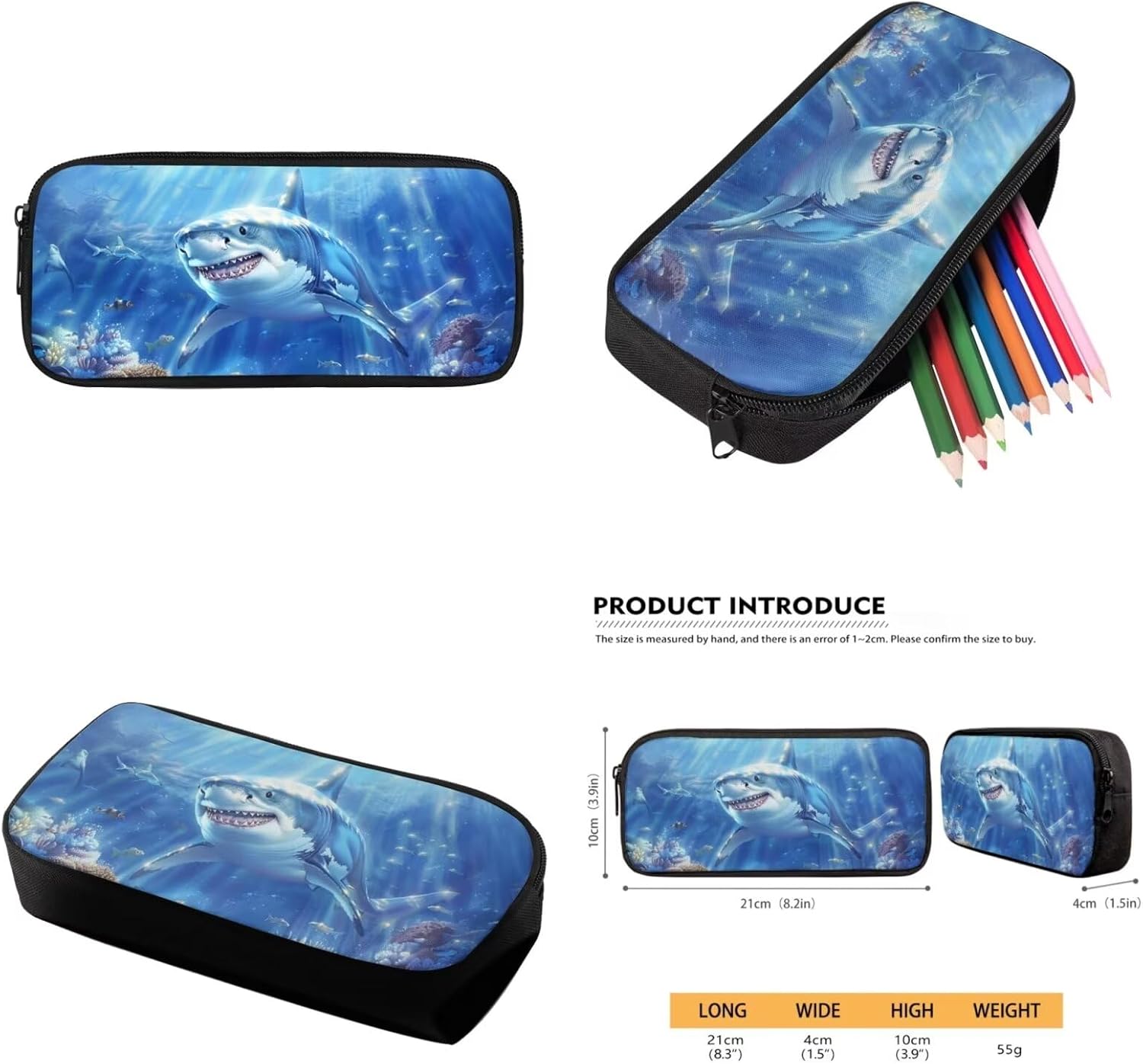 Shark Backpack with Lunch Box Kids Boys 7-8/8-12/12-14 Sea Ocean Middle School Bookbag and Lunchbox Pencil Case 15 Inch Book Bags for Teenage Girls Back Pack Lunch Bag 3 Pieces Set