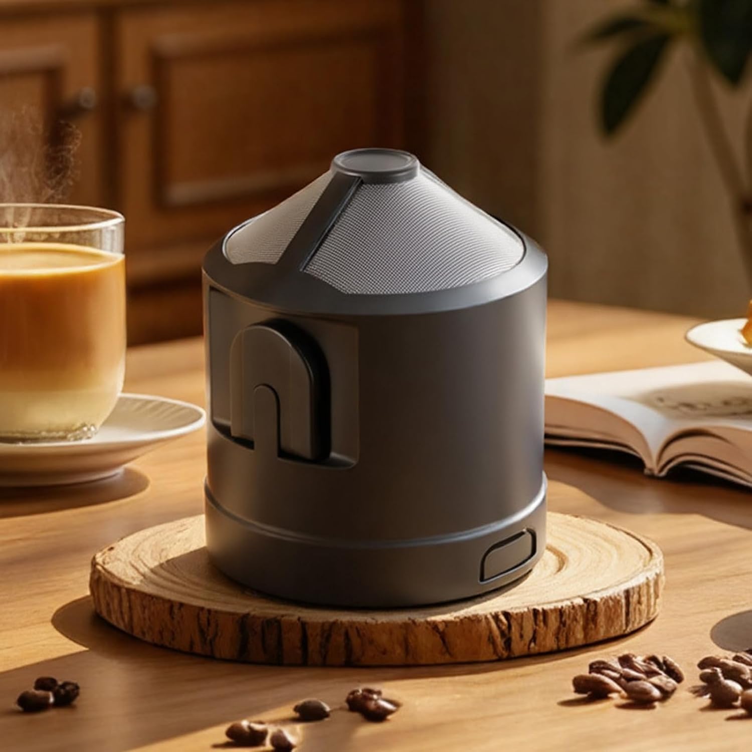 Portable Coffee Grinder USB Rechargeable, Electric Burr Grinder with 1500mAh Battery, Cordless for Travel Camping Home