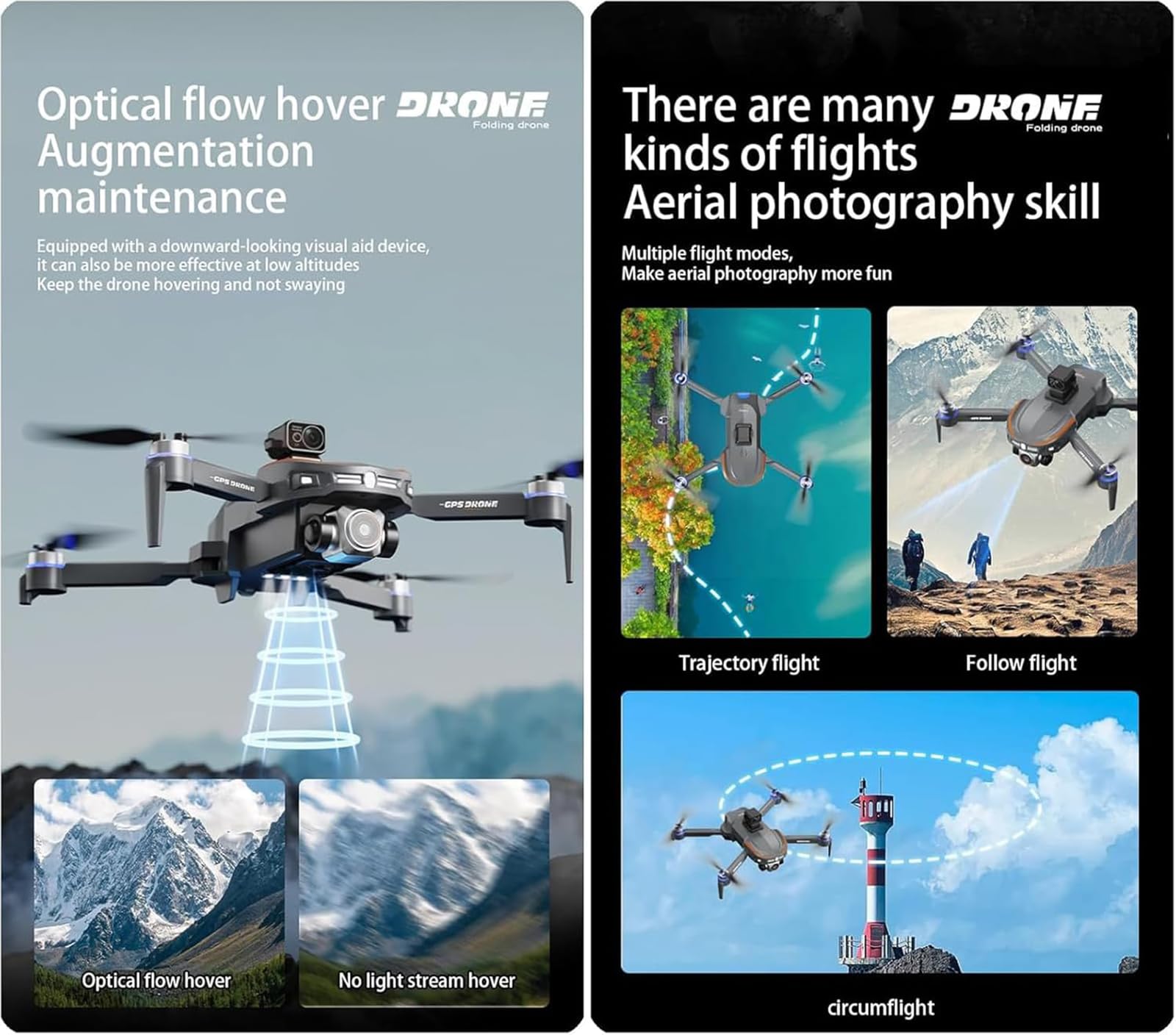 Dron z kamerą 8K dla dorosłych, mini dron FPV z dwiema kamerami, inteligentne omijanie przeszkód, składana konstrukcja, sterowanie za pomocą aplikacji, śledzenie GPS, dla początkujących
