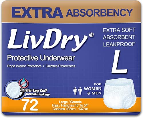 LivDry Adult Incontinence Underwear, Extra Absorbency Adult Diapers, Leak Protection,