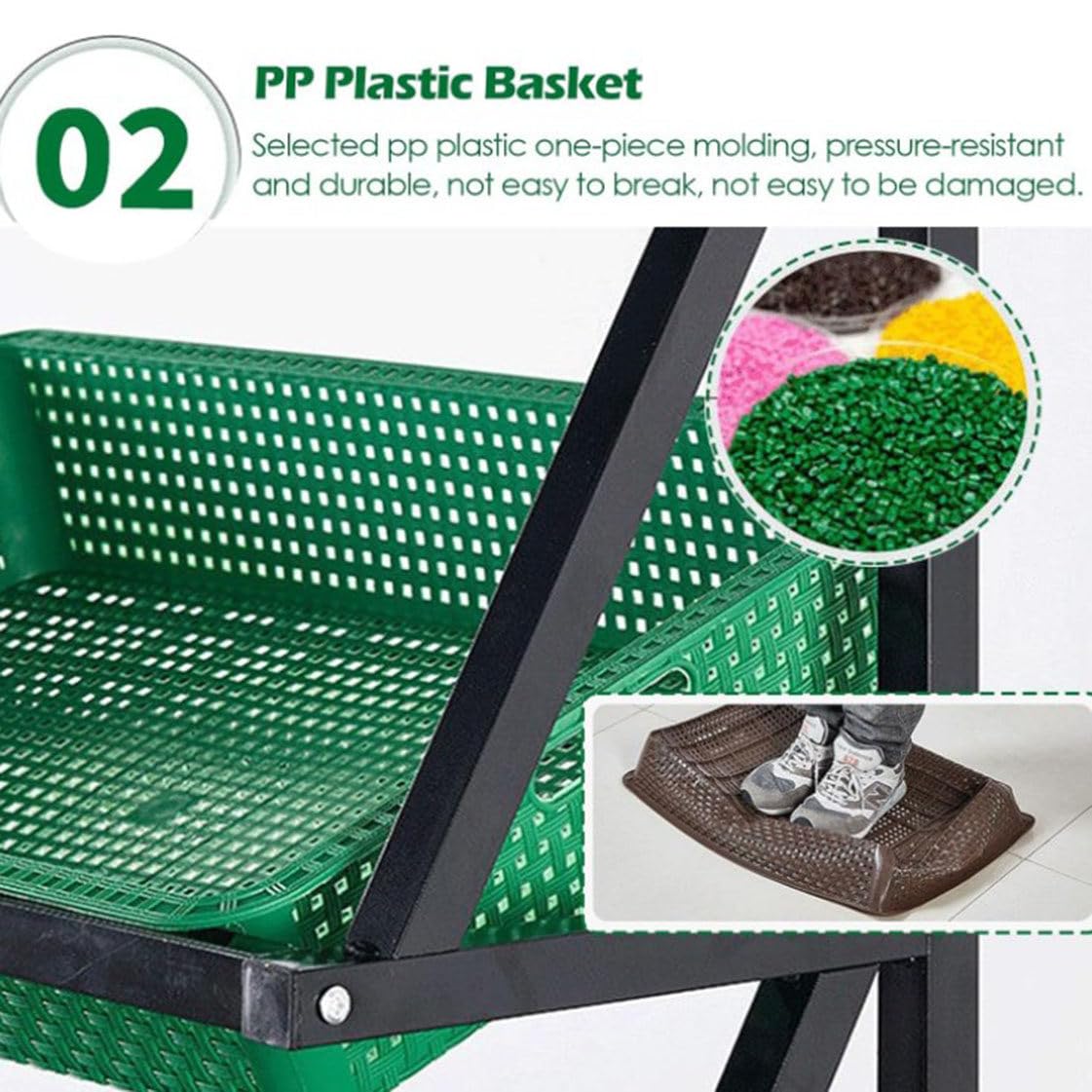 Présentoir de vente au détail à 4/5 niveaux, étagère de marché avec 8/10 paniers, présentoir de bonbons en métal, organisateur de paniers de fruits et légumes,120x35x110cm-Green