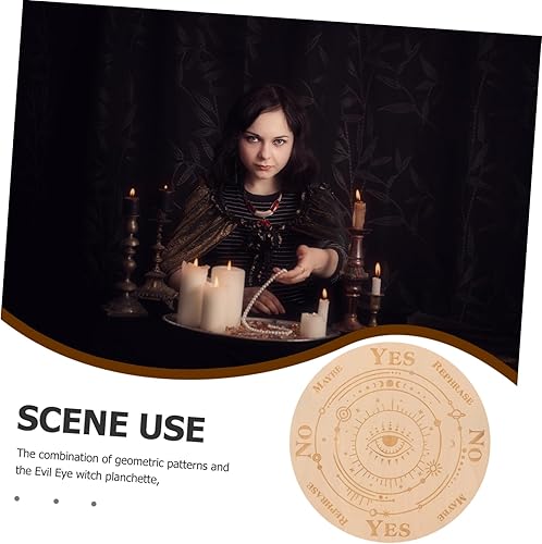Miniatura 4 de Yardenfun Ouija Board Herramientas de adivinación para el hogar, acentos para decoración de tablones de madera, platos de madera, decoración de