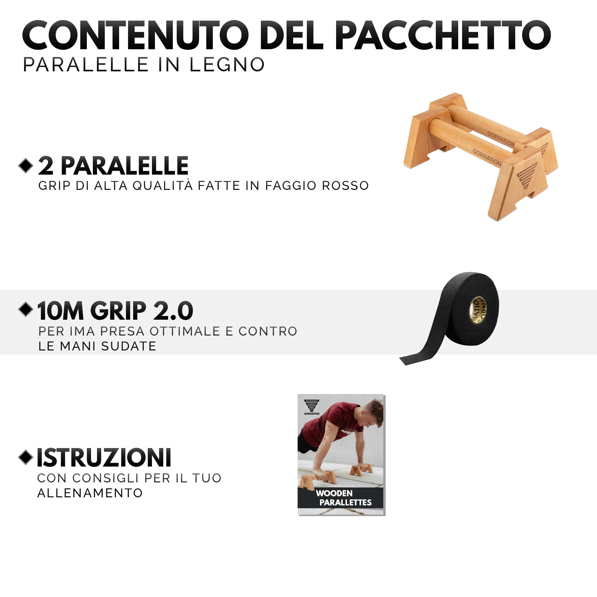 GORNATION Barre Parallele in Legno, Maniglie per Flessioni, Push Up Parallettes per Calisthenics, Verticale, Piegamenti, per Fitness, Palestra a Casa e Outdoor Workout, Push Up Bar, Steet Workout