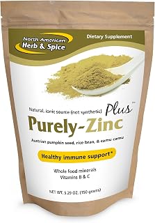 North American Herb & Spice Purely-Zinc Plus - 5.29 oz - Whole Food Zinc Supplement - Healthy Immune Support - Austrian Pumpkin Seed, Rice Bran & Camu Camu - Non-GMO - 5 Servings