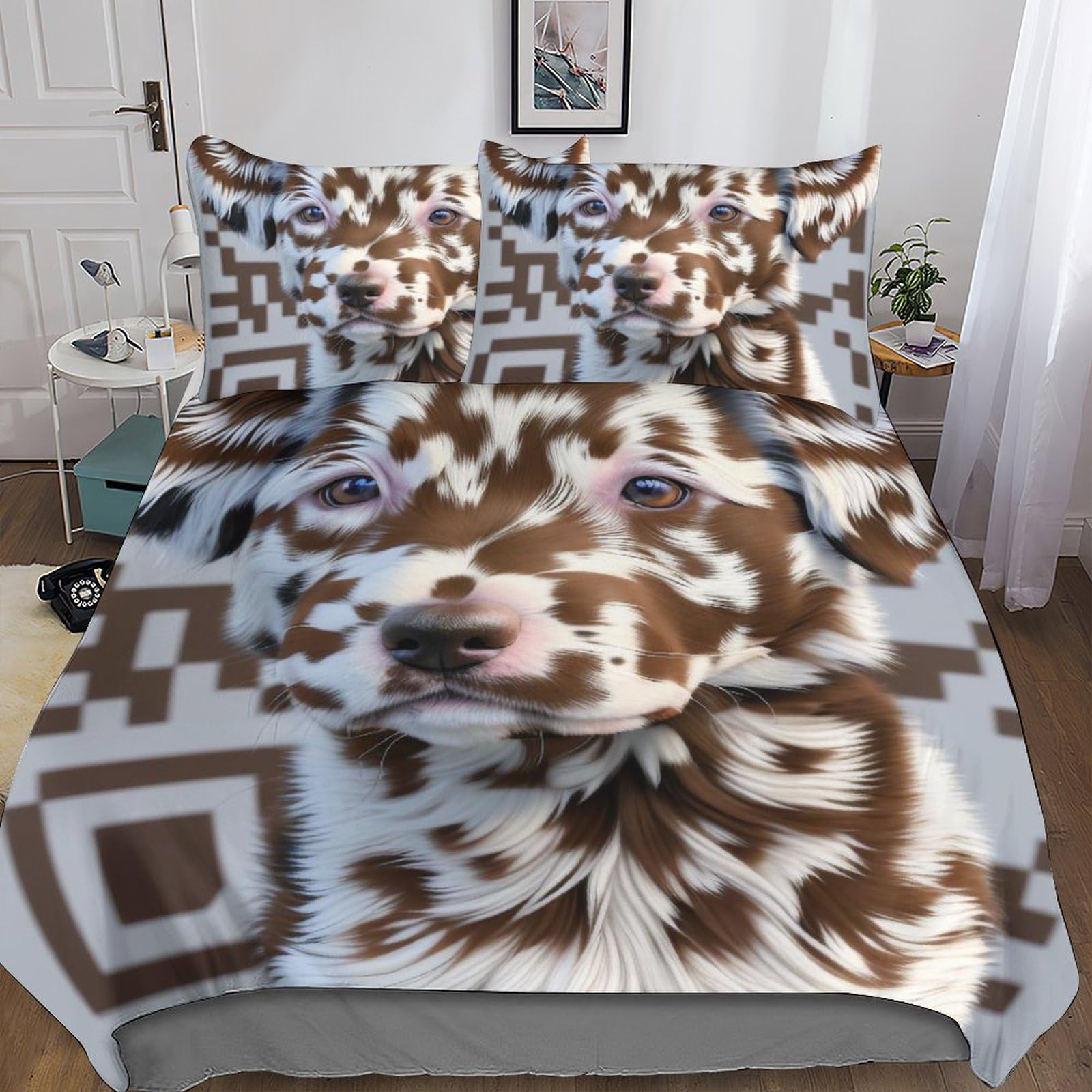 Housse de couette animaux avec fermeture éclair literie douce 3D 3 pièces