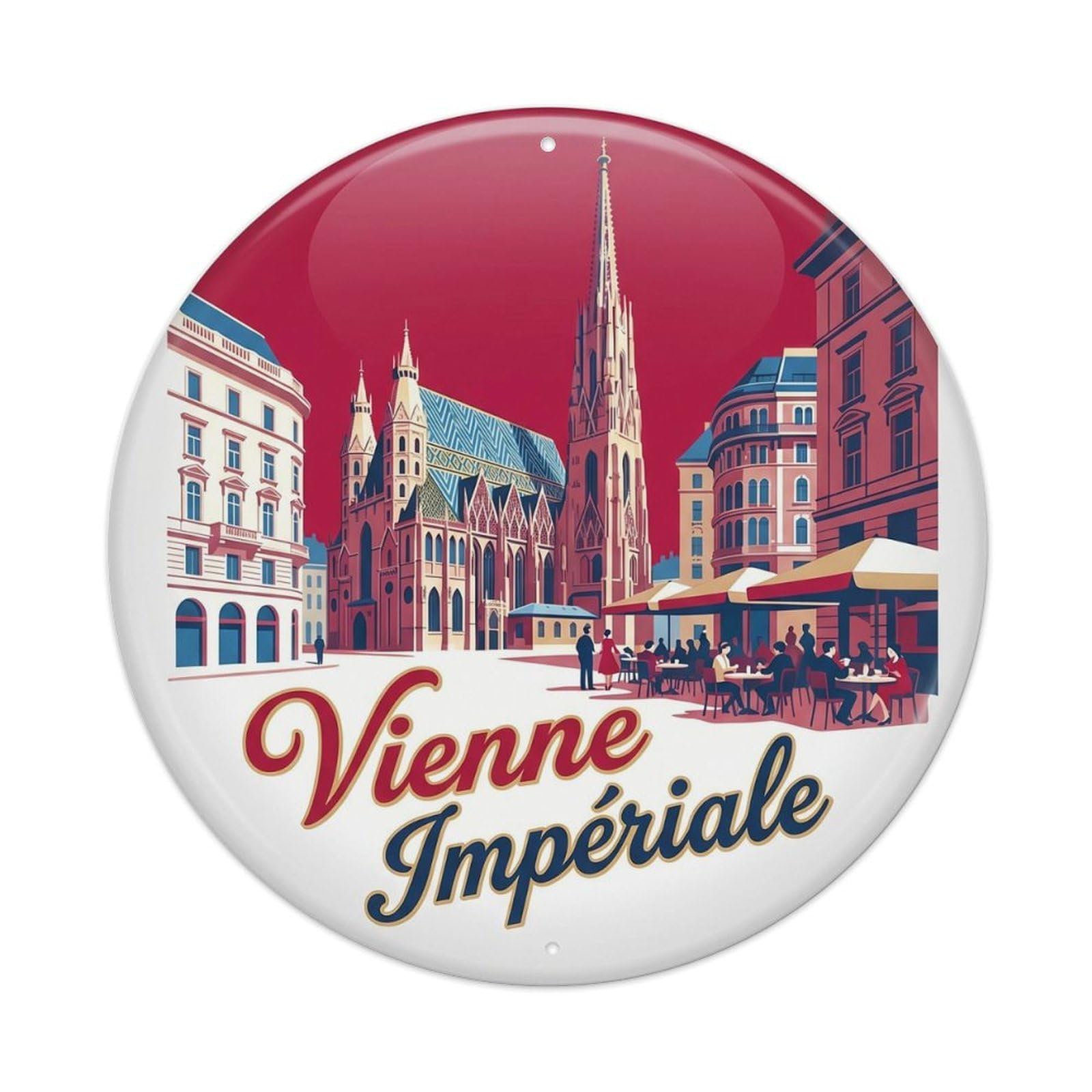 Vintage Travel Austrian Cultural Capital 1 Metal Tin Sign Plaque Wall Decor for Cafe, Club Bar, Office, Home Garden Round Metal Poster 8x8Inch