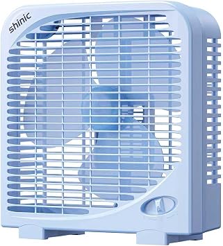 shinic 10" Tabletop Box Fan for Bedroom, 2 Speeds, Quiet Table Fans with Strong Airflow, Energy Efficient Small Box Fan, Portable Kitchen Exhaust Fans for Bedroom Bathroom Office Dorm Workshop, Blue