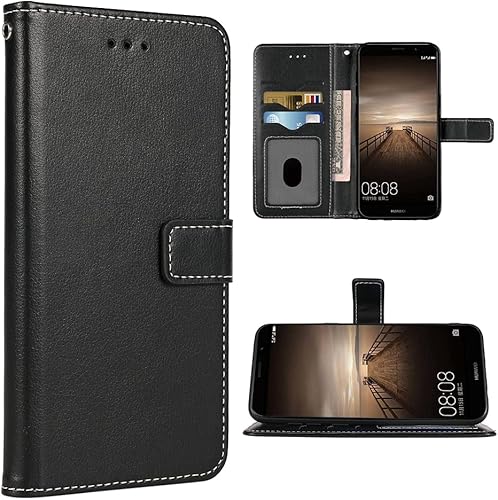 Compatible con Huawei Mate 9 Funda tipo cartera con correa de muñeca con cordón de cuero para tarjetero, soporte para tarjetas, accesorios para