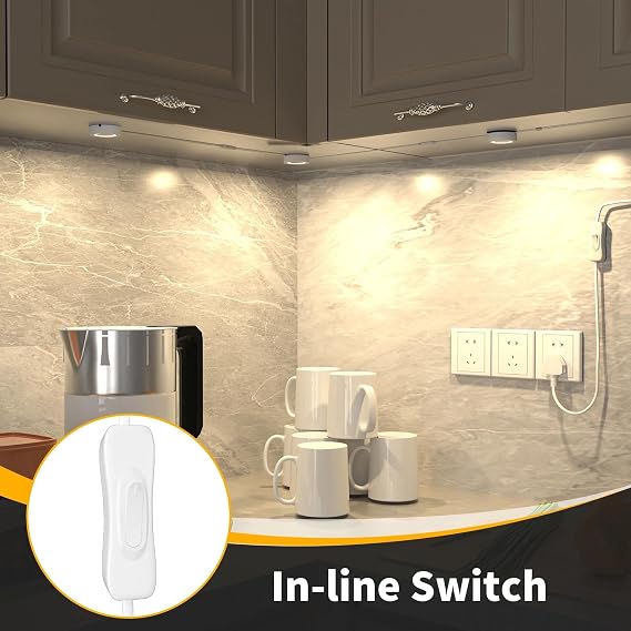 WOBANE Linkable Under Cabinet Lights,Hardwired LED Puck Lights with Switch
