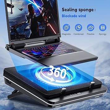 IETS GT600 Laptop Cooling Pad Equipped Gigantic Turbo-Fan(5.5inch Diameter),Sealed Foam for Rapid Cooling Gaming Laptop,14.1-19.3 inch Laptop Cooler with Adjustable Brackets,Dust Filter,Touch Start