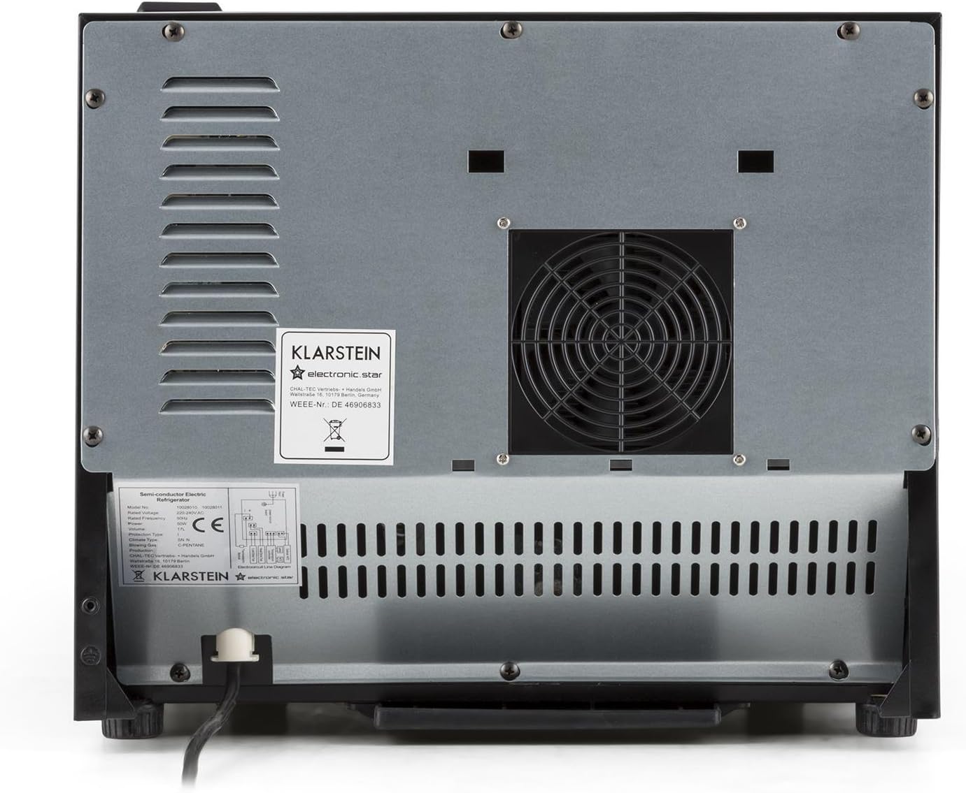 Klarstein Geheimversteck Mini Refrigerator for Hotel, Caterer, Power: 50 W, Capacity: 17 L, Energy Rating: A+ Temperature Adjustable from 4.5 to 15 °C, Low Noise Emission: 39 dB, Wall Anchor Bracket