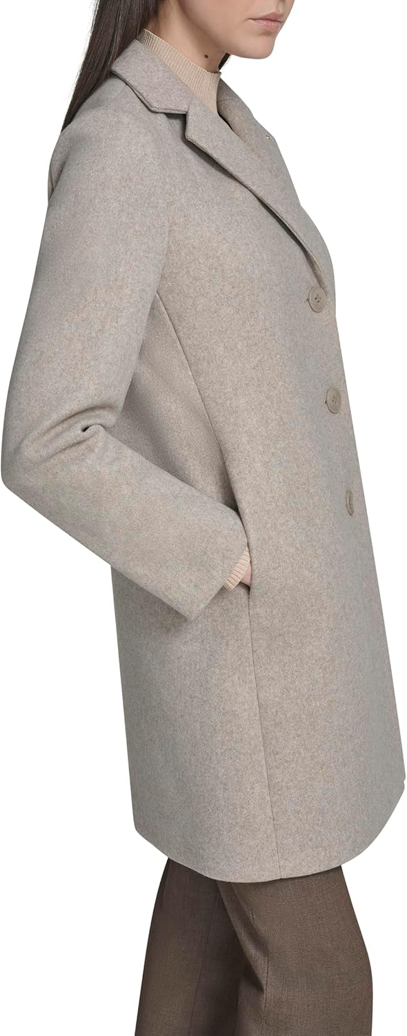 Calvin Klein Women's Classic Faux Wool Overcoat – Long Button Front Winter Jacket