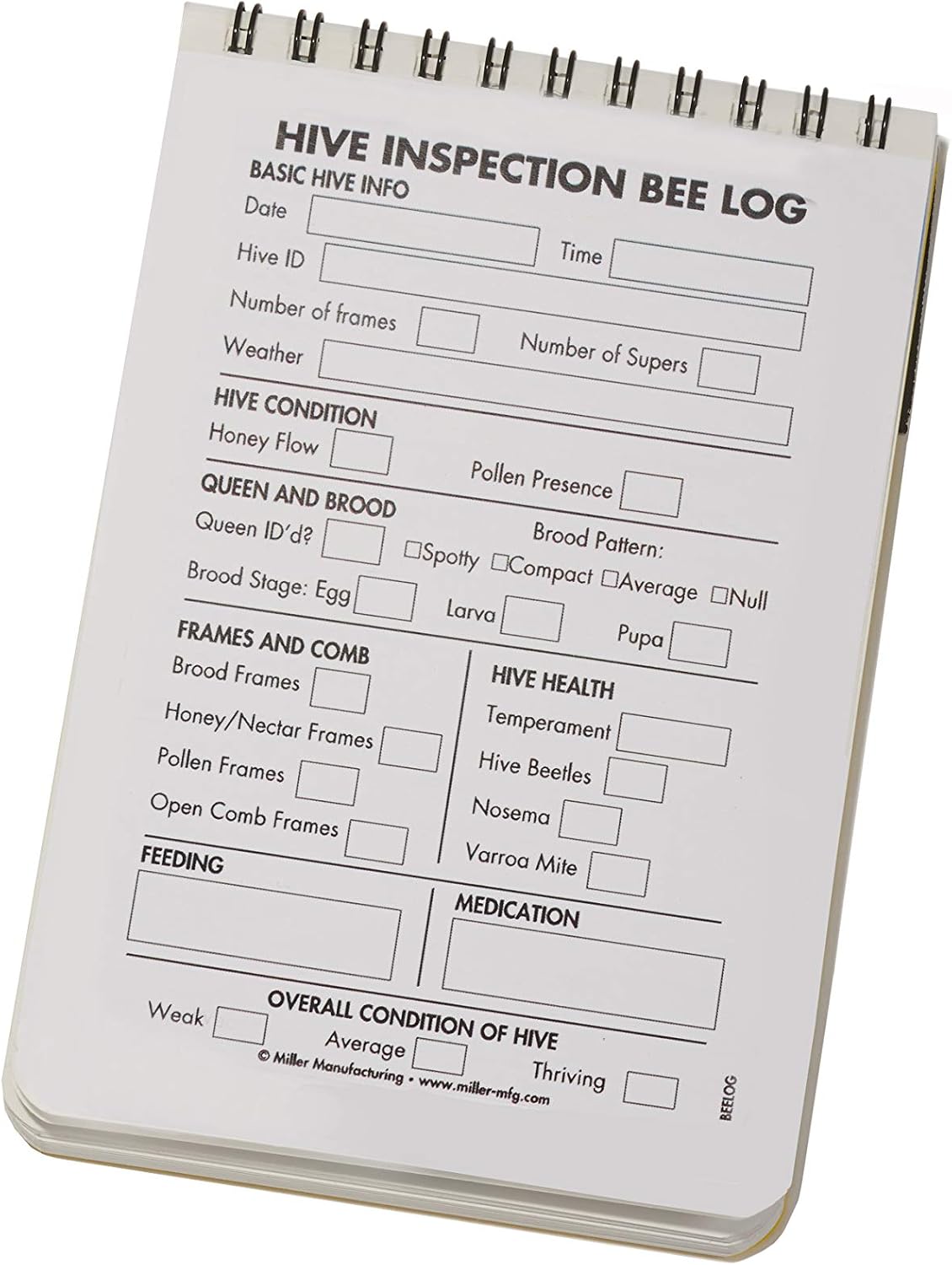 Little Giant Beehive Log Beekeepers Tracking Journal (Item No. BEELOG)