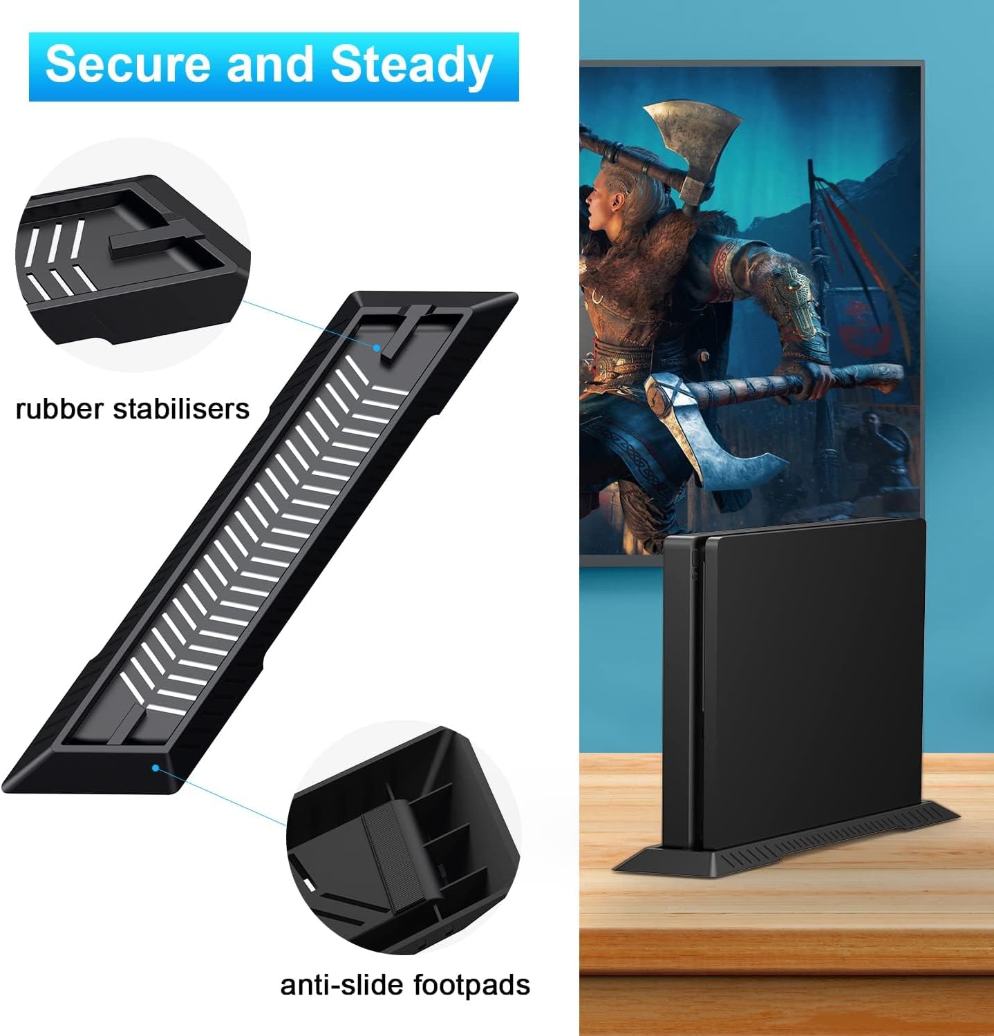 Younik Vertical Stand for P4 Slim, Built-in Cooling Vents and Non-Slip Feet Steady Base Mount for P4 Slim, Black 6