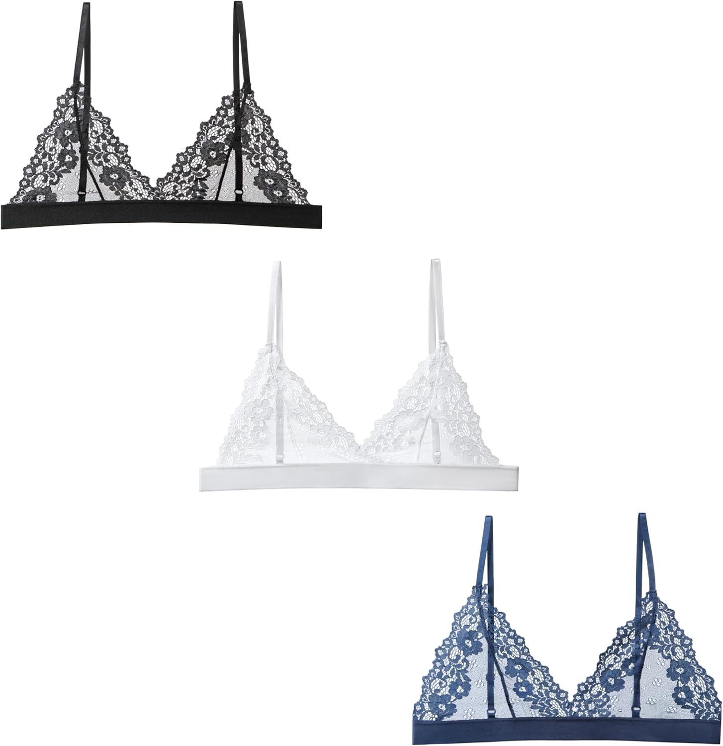 Malowinda Women Lace Bralettes Plunge No Padding Bra