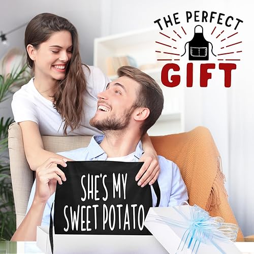 Miniatura 6 de Funny Couple Aprons Gift Ideas For Her Him Wedding, Engagement, Bridal, Birthday Kitchen Cooking Set