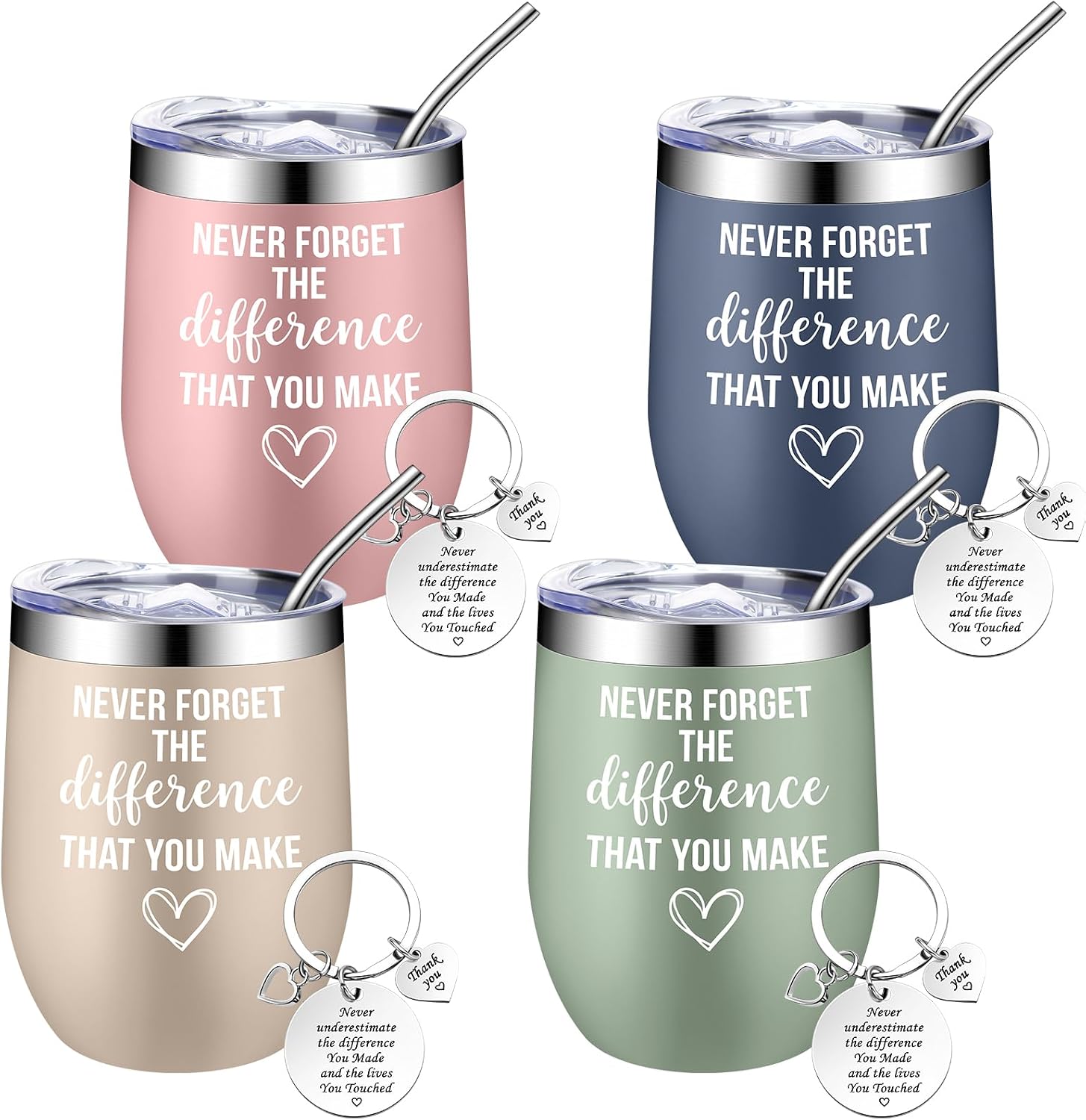 Geiserailie 8 Pcs 8 Pcs Employee Thank You Tumbler Gift Set, Morandi Color