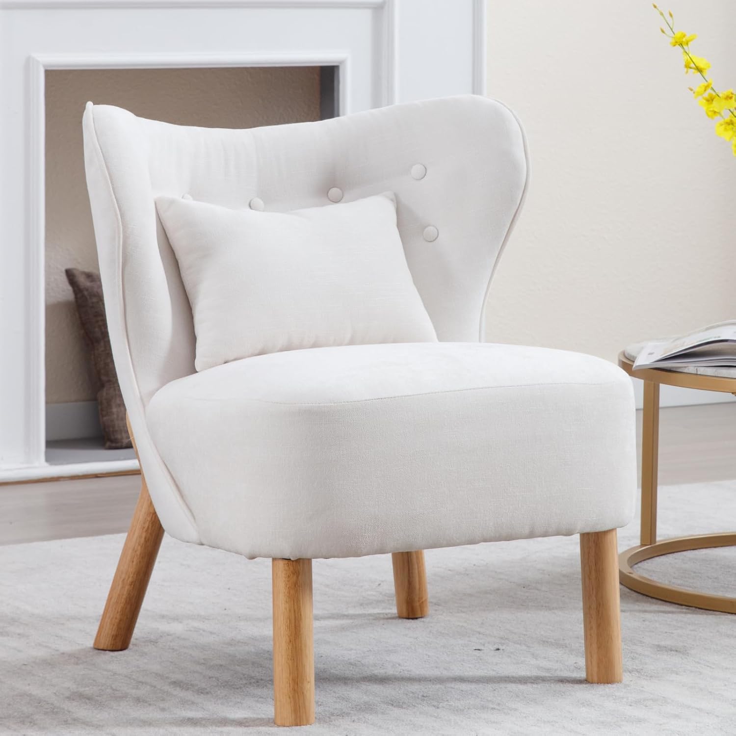 YaHome MidCentury Accent Chair, Upholstered Chenille Side