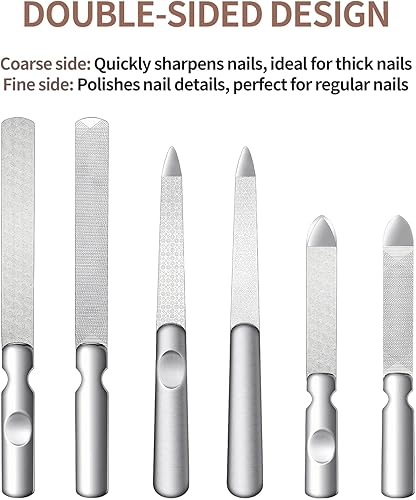 Miniatura 4 de Lima de uñas de metal (2 piezas), limas de uñas para uñas naturales y uñas de los pies, uñas gruesas hechas de acero inoxidable, limas de uñas de