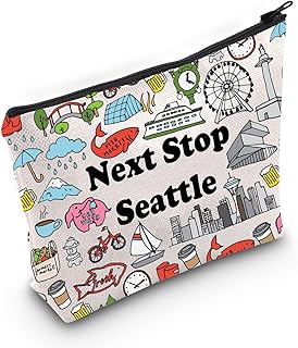 JXGZSO Seattle Washington Travel Gift Next Stop Seattle Makeup Bag Traveler Gift Seattle Cosmetic Bag Seattle Trip Gift