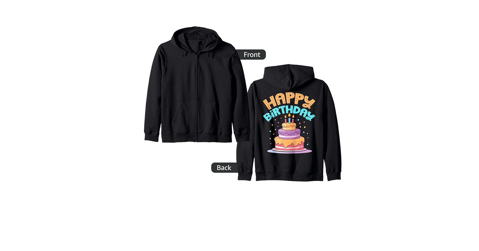 Amazon.com: Happy Birthday Party Cake Zip Hoodie : Clothing