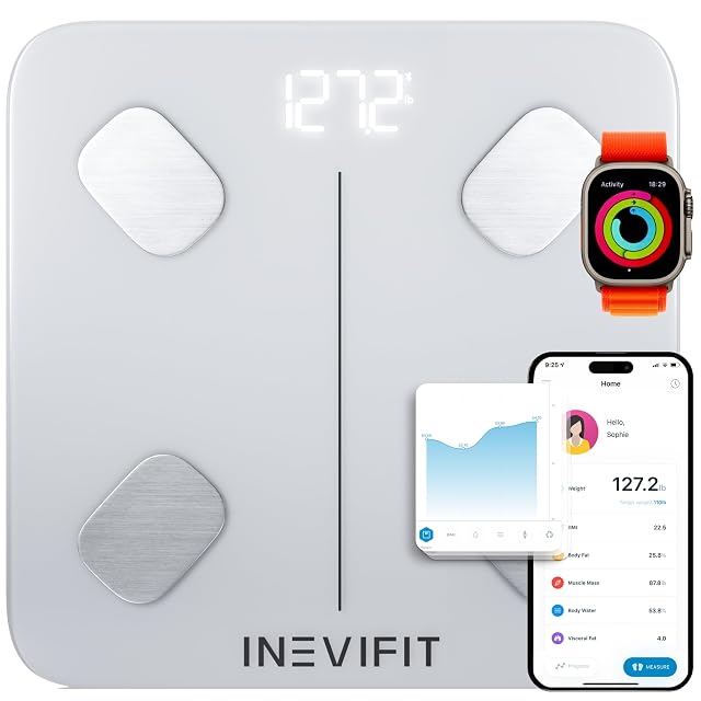 INEVIFIT Smart Body Fat Scale Highly Accurate Bluetooth Digital Bathroom Body Composition Analyzer Measures Weight Body Fat Water
