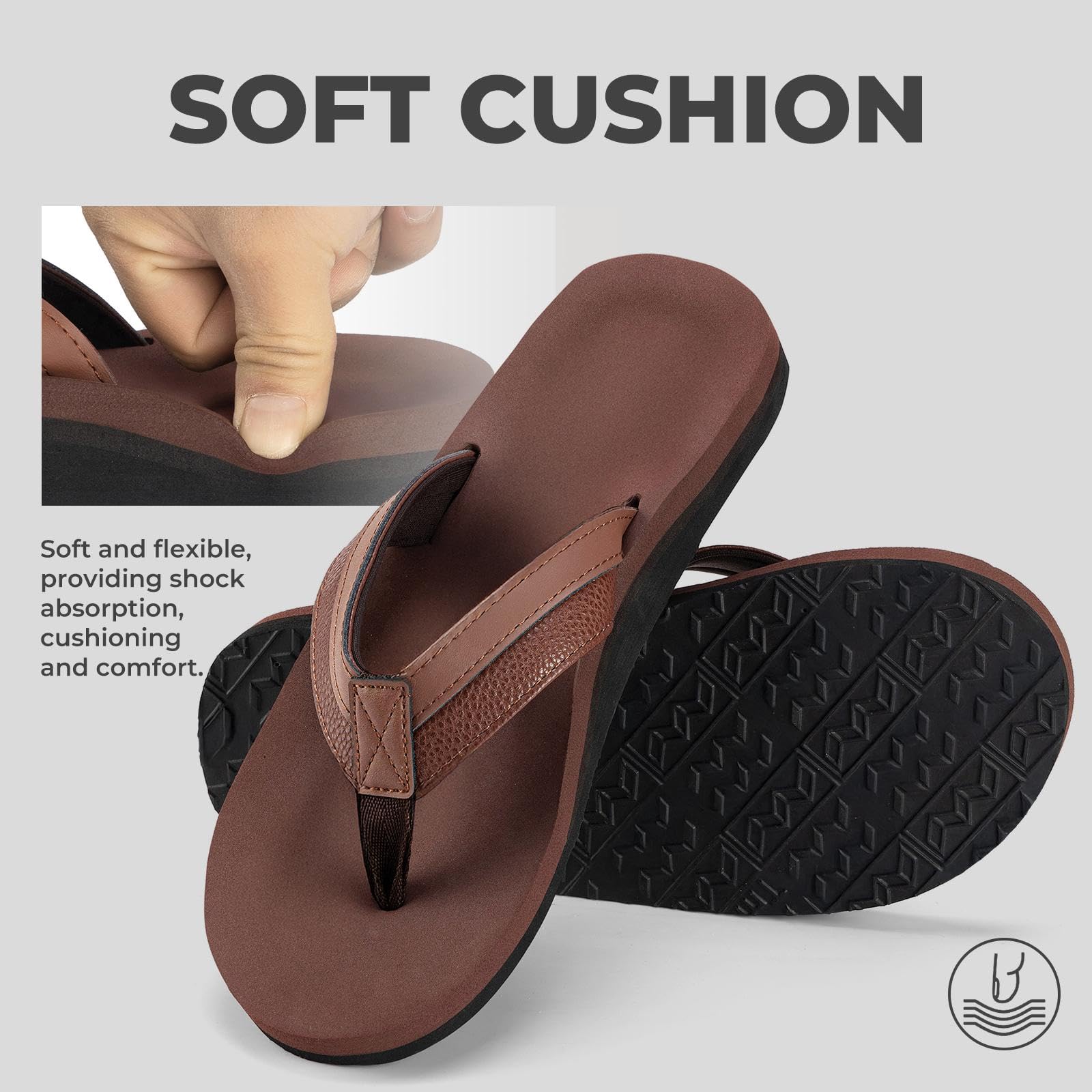 Chanclas de cuero para hombre con soporte de arco cómodas sandalias de verano — view 6