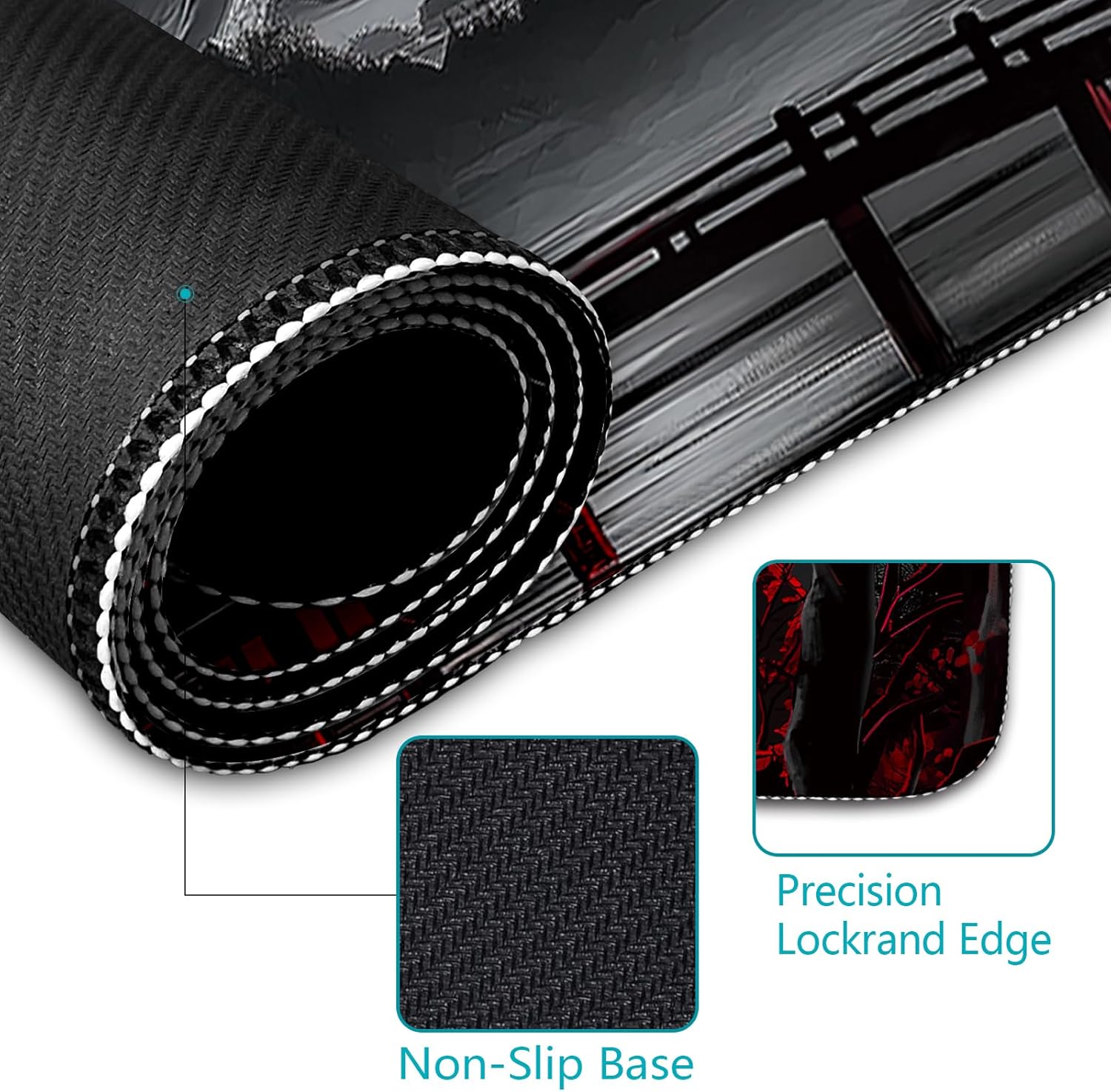 Japanese Mouse Pad Large Gaming Desk Mat, Extended Computer Mousepad with Stitched Edges Non-Slip, XL Keyboard Mouse Pad, Aesthetics Full Moon Home Decor Office Desk Accessories 31.5in - Image 6