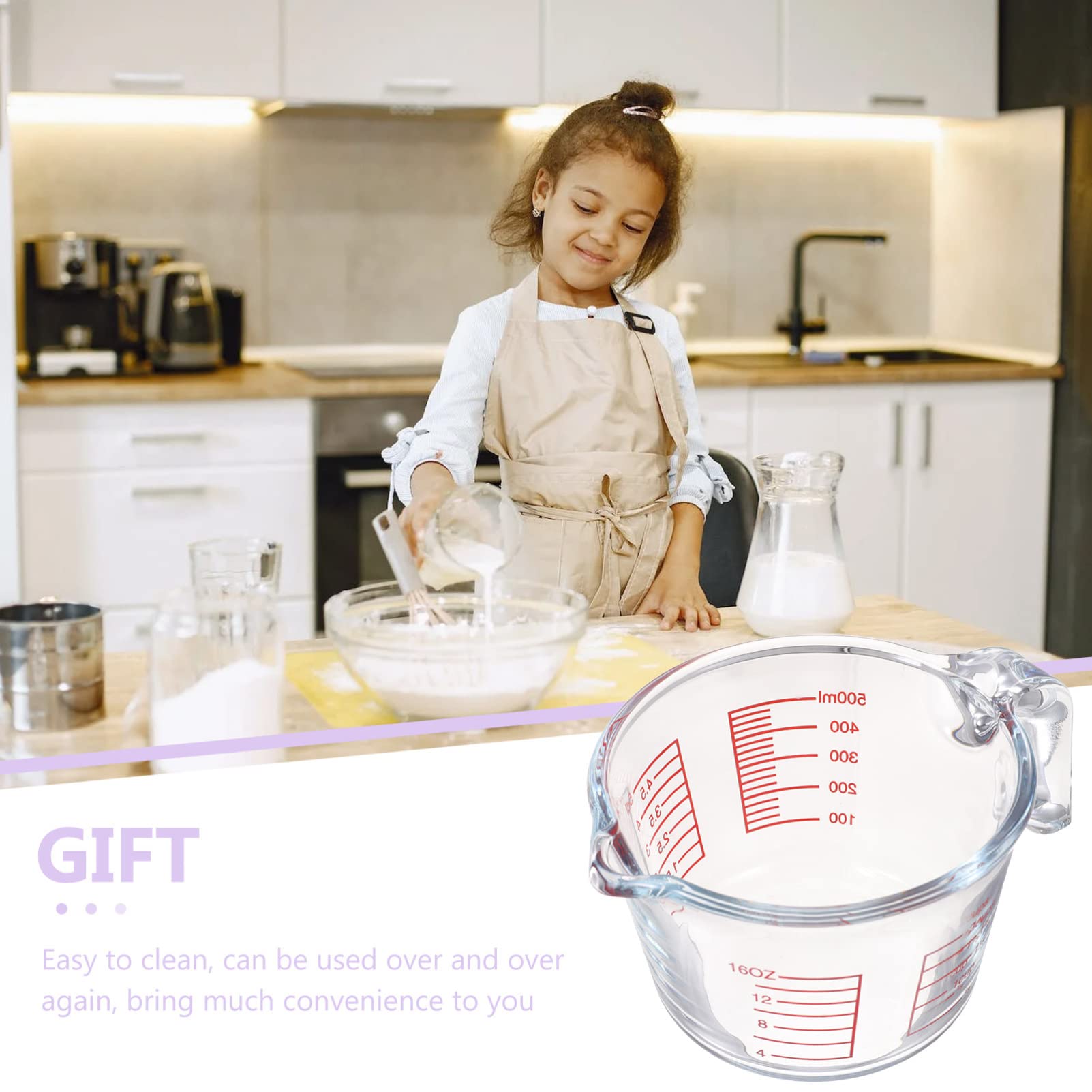 Tasse à mesurer en Verre de 500 ML, pichet gradué pour mesurer et mélanger, pichet à mesurer, Tasses à café au Lait, Outil de Cuisine, Boulangerie pour liquides de cuisin