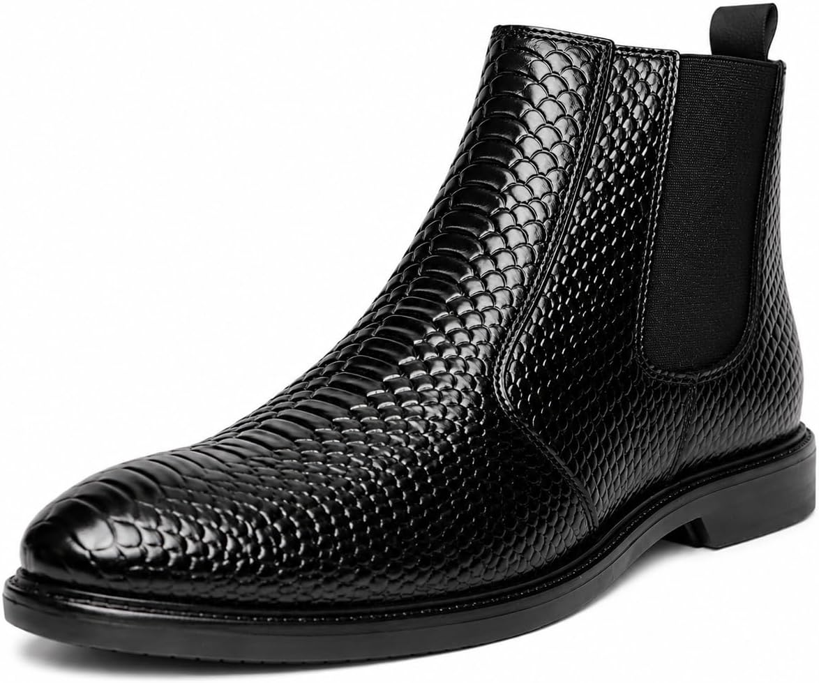 Genuine Leather Black Chelsea Boots for Men | High Ankle Boots, Soft Cushioned Insole, Slip-Resistance, Arch Support & Shock Absorption