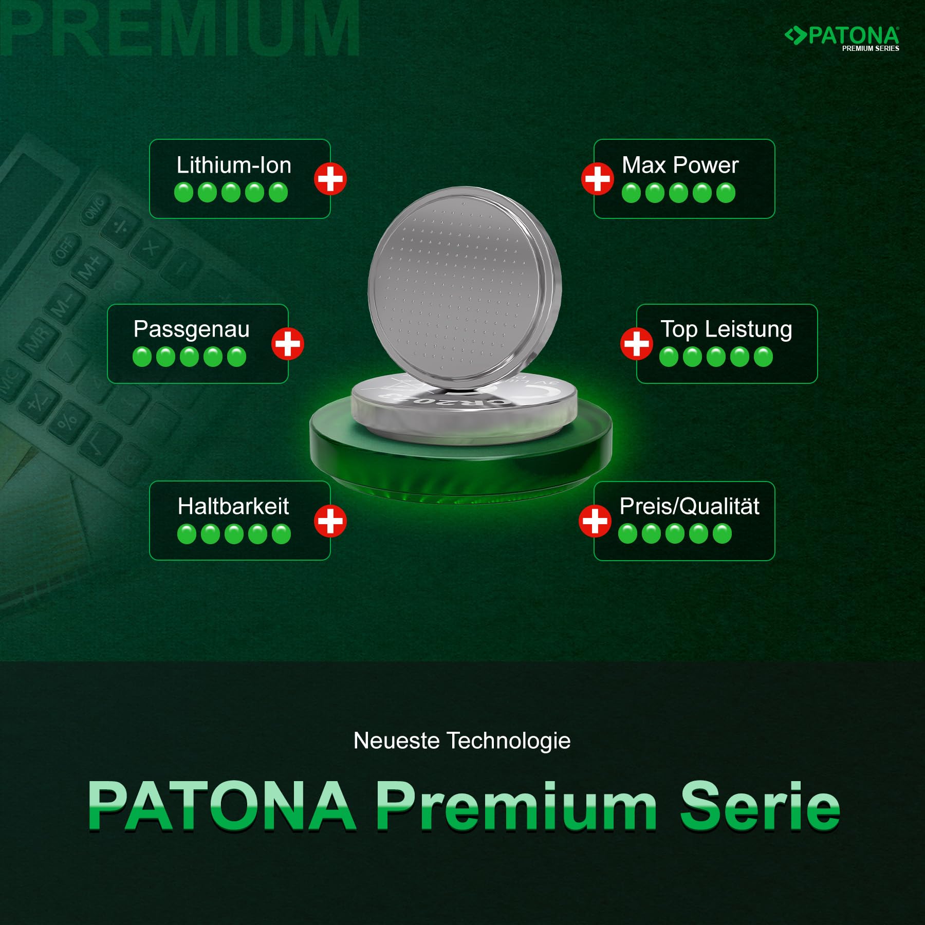 PATONA Premium CR2032 - Pilas de litio (3 V, 240 mAh, paquete de 200 unidades (20 x 10 unidades) - Pilas de botón para llaves de coche, mandos a distancia, relojes, rastreadores de fitness, medidores
