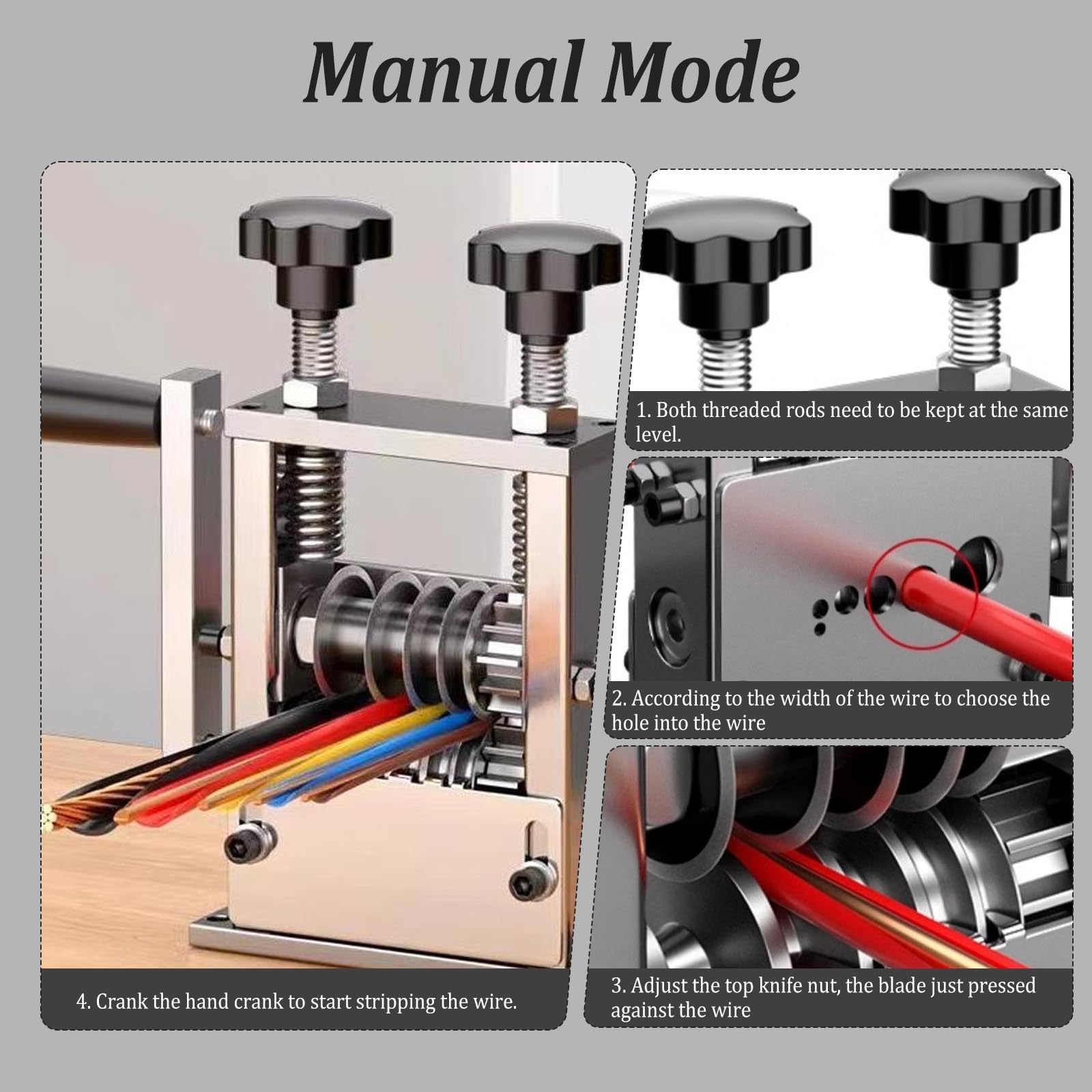 Machine à Dénuder Manuelle,Dénudeur Câble avec Manivelle,Machine de Dépouillement pour Câbles 1-17 m,Denudeur Cable Electrique avec 6 Canaux 5 Lames,Pince à Dénuder pour Recyclage des Déchets Câbles