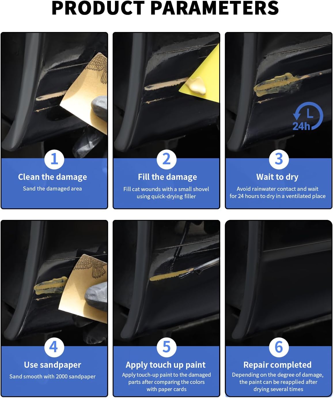 Stealth Grey(PN01) Touch Up Paint for Tesla Curb Rash Repair Kit - DIY Kit with Color-matched Touch Up Paint for Model 3/Y/S/X