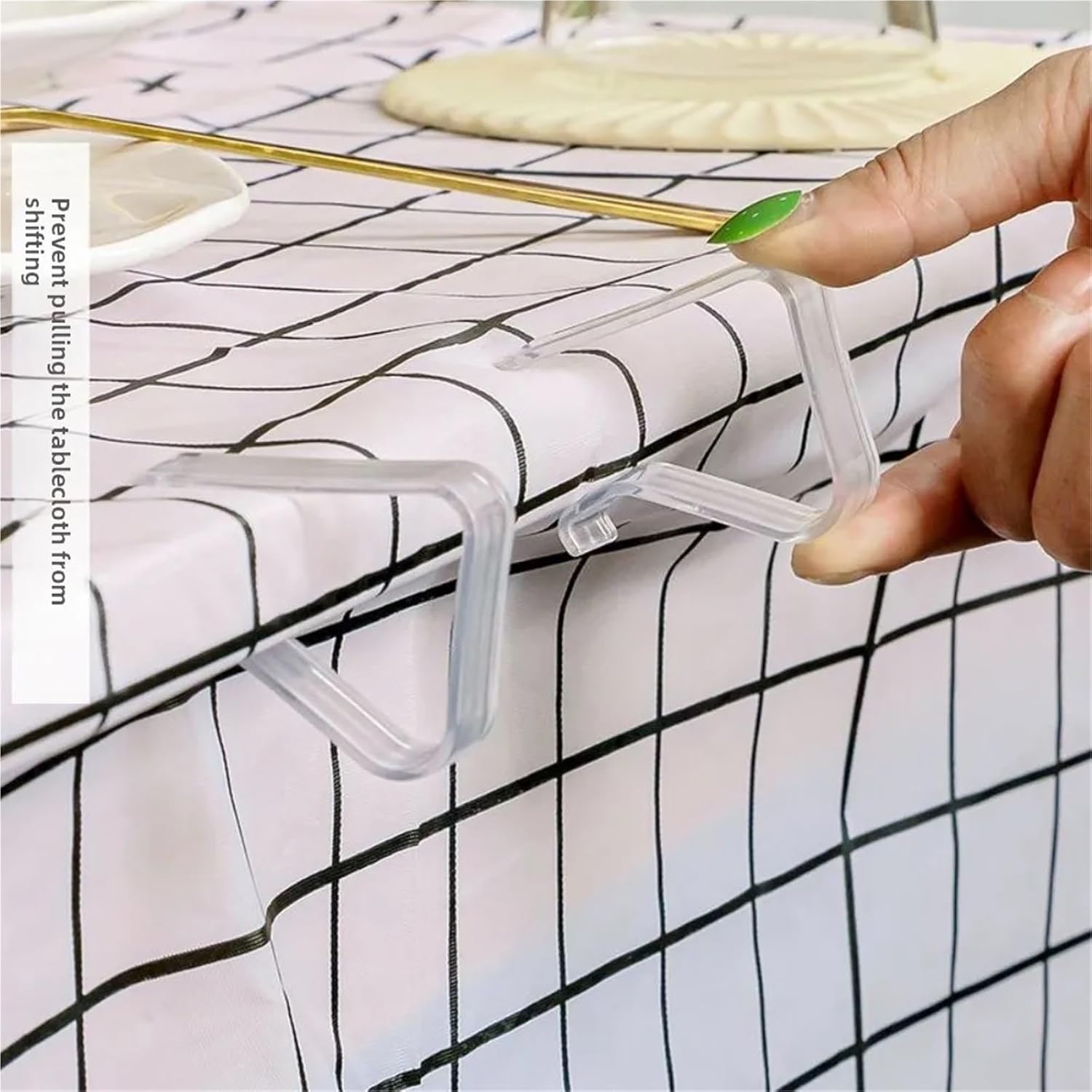 Tablecloth Clips 100 PCS Durable Tablecloth Fixing Clip Anti-slip Invisible Clear Clips Windproof Plastic Table Cover Holders