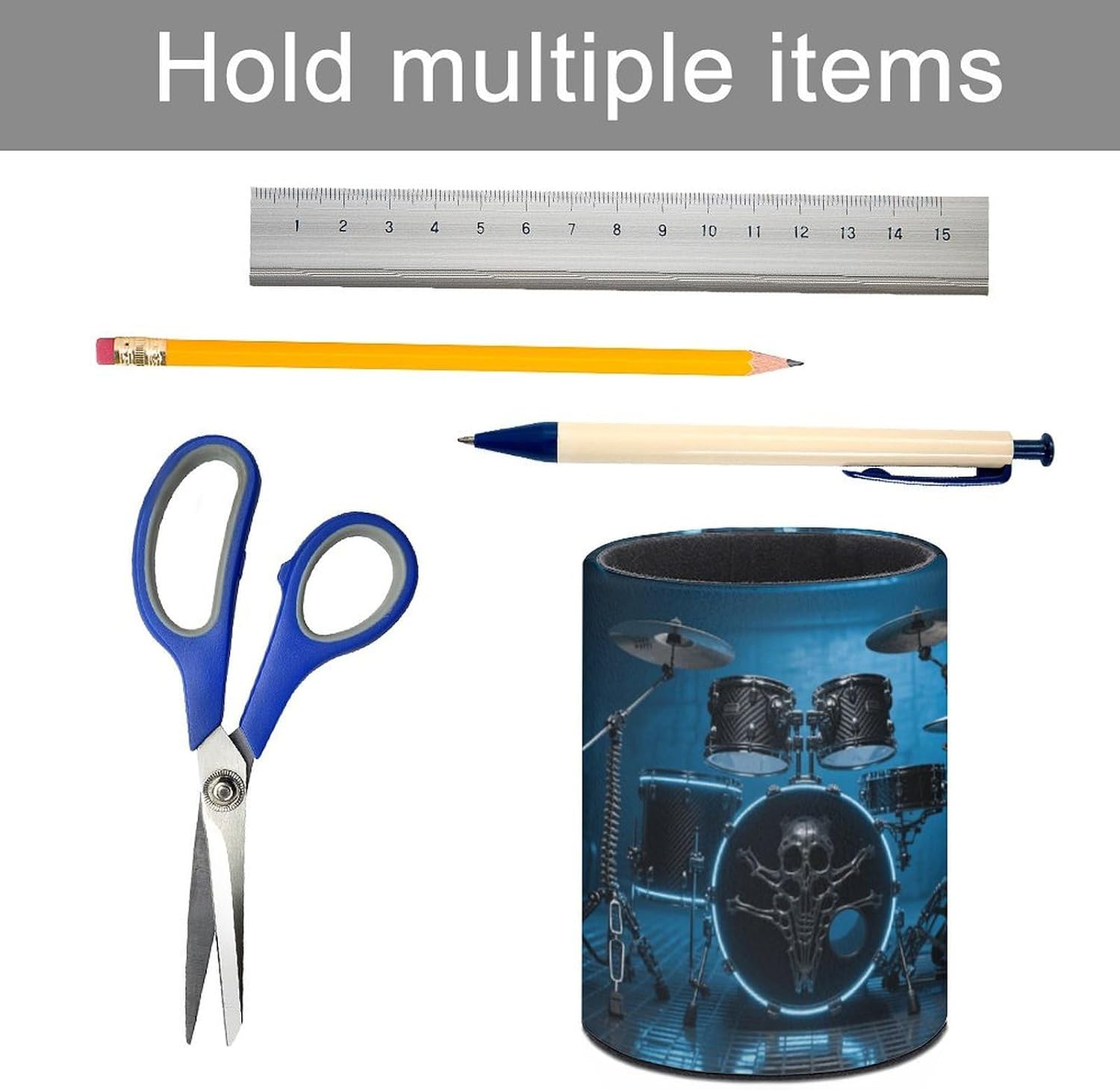 Round Cool Drum Pen Holder for Desk Storage Remote Brush image 5